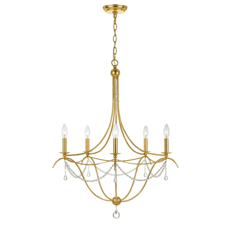 Crystorama 425-GA Metro Five Light Chandelier Antique Gold