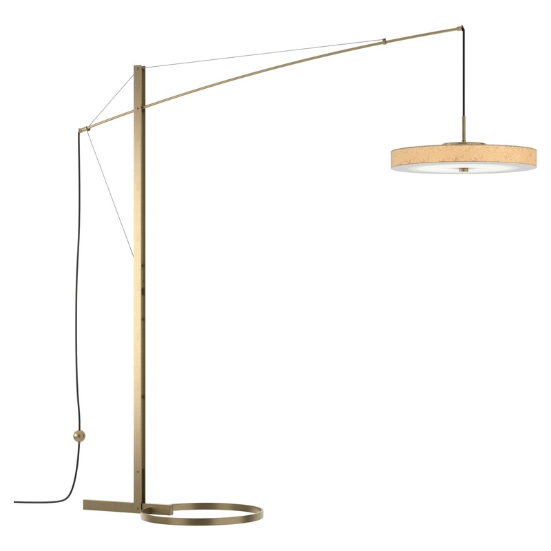 Disq Arc LED Floor Lamp Soft Gold Cork Shade (SG)