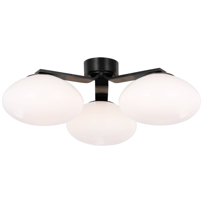 LED Flush Mount from the Marisol Collection in Gun Metal Finish by Visual Comfort Signature