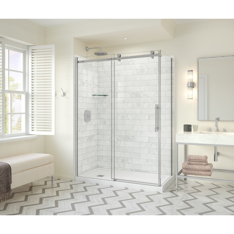 MAAX 107546-900-084-000 Odyssey SC 60″ x 32″ x 78″ 8mm Sliding Shower Door for Corner Installation with Clear glass in Chrome