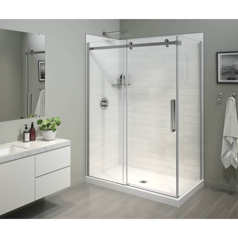MAAX 420032-502-001-000 B3X 6036 Acrylic Corner Left Shower Base with Center Drain in White
