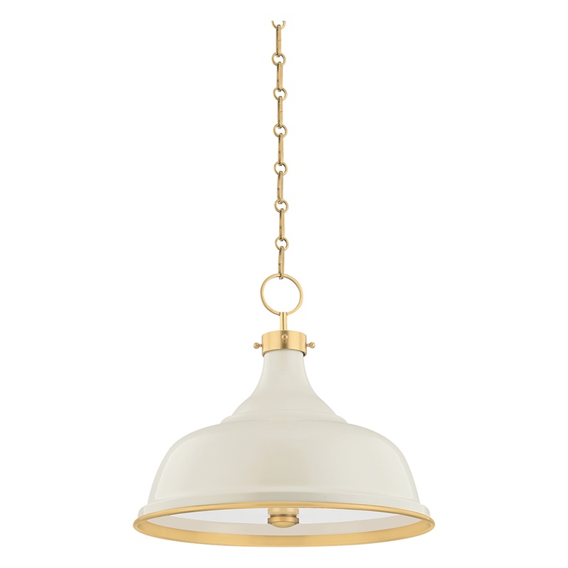 Painted No.1 3-Light Pendant Aged Brass/Off White