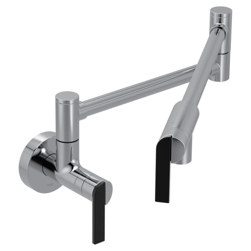 Pot Filler Nio Modern 2 Lever ADA Chrome 1 Hole 5.5 Gallons per Minute