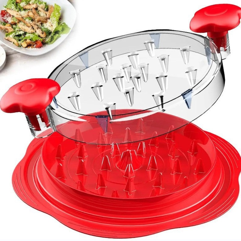 Upgraded Meat Shredder Tool – Rotating Chicken & Pork Puller with Anti-Slip Base & Ergonomic Grips(red)