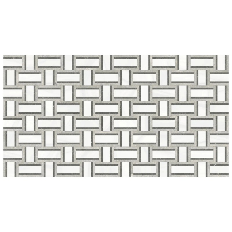 Utopio Cesto Mist Honed W/ Polished Accents Natural Stone Waterjet Mosaic