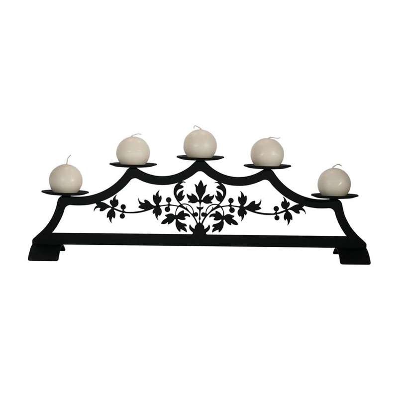 Village Wrought Iron C-PFP-173 Victorian Fireplace Pillar Candle Holder