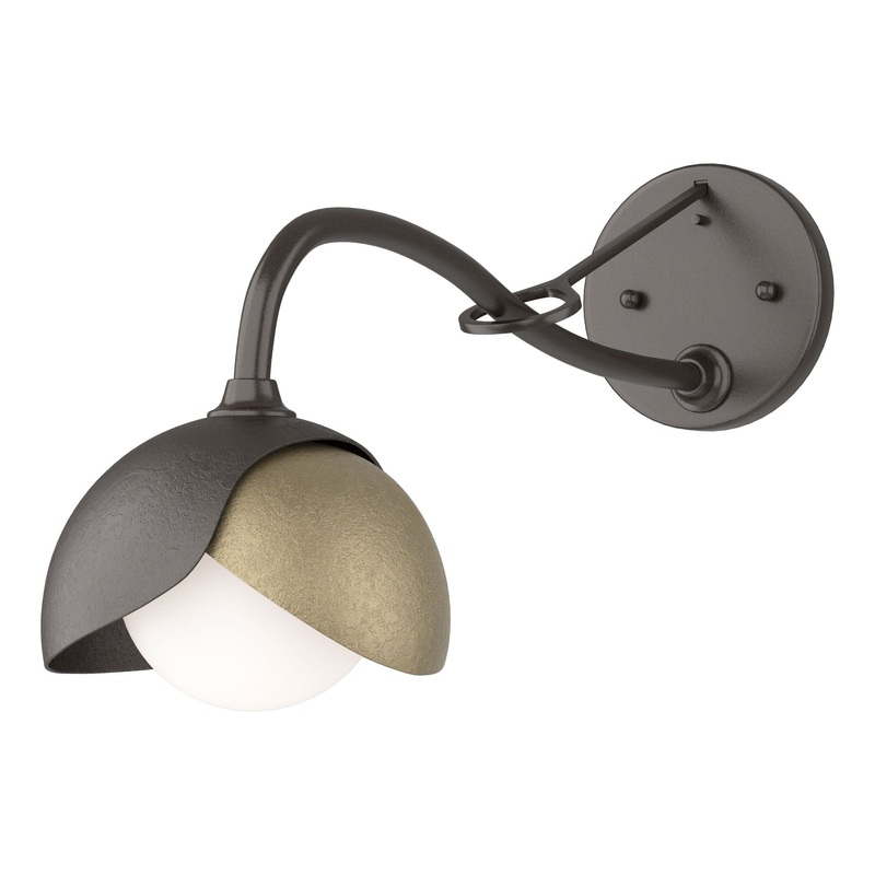 Brooklyn 1-Light Double Shade Long-Arm Sconce Oil Rubbed Bronze Soft Gold