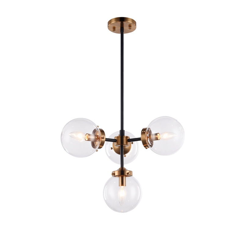 Four Light Chandelier from the Maru Collection in Aged Gold Brass Finish by Matteo Lighting