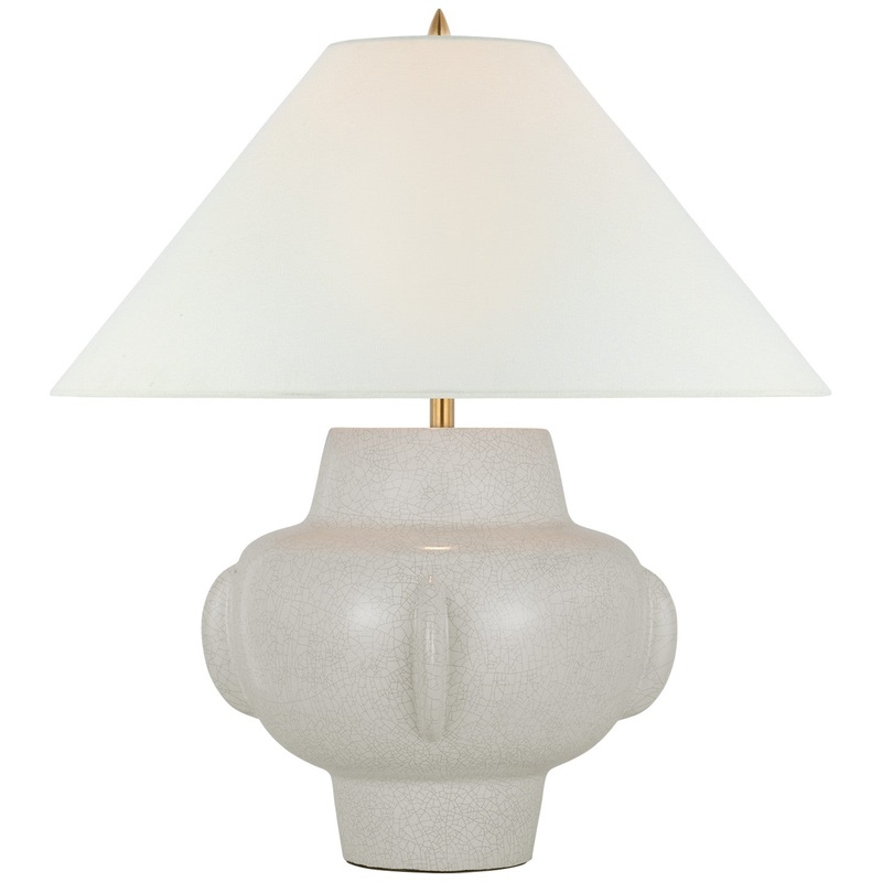 LED Table Lamp from the Cap-Ferrat Collection in White Crackle Finish by Visual Comfort Signature