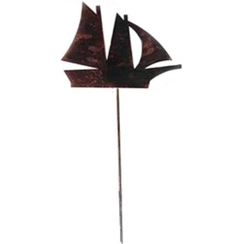 Village Wrought Iron RGS-12 Sail Boat Rusted Garden Stake