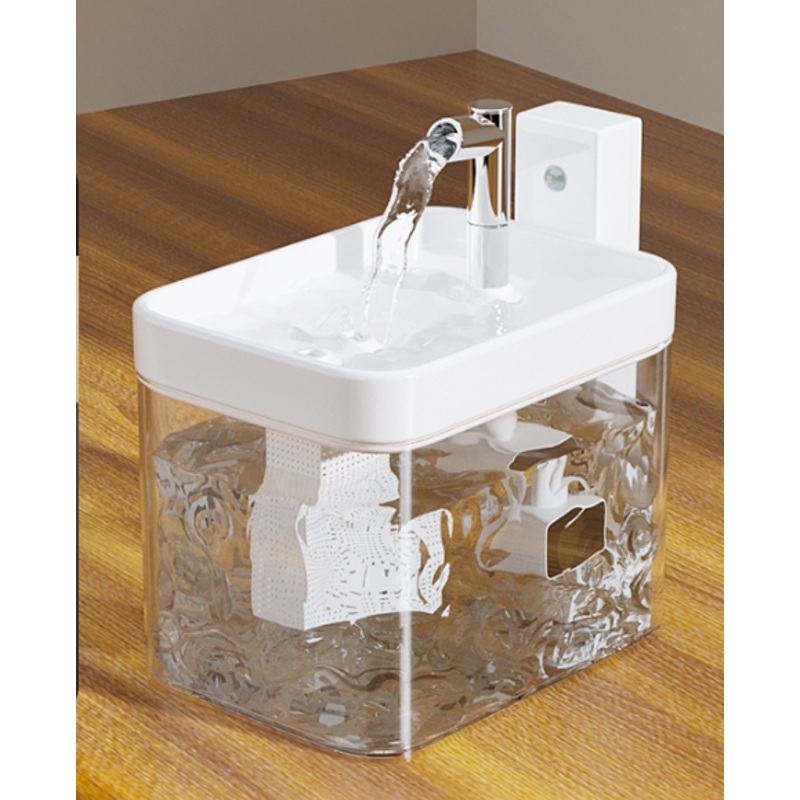 White Wireless Sensor Pet Water Fountain – 1.5L Automatic Filtered Dispenser