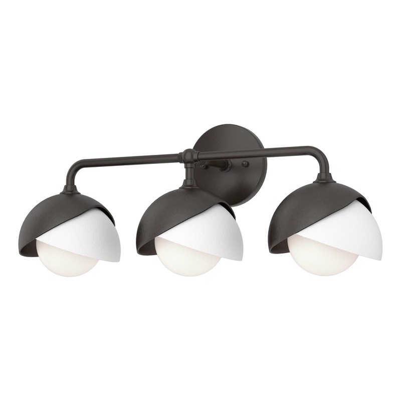 Brooklyn 3-Light Double Shade Bath Sconce Oil Rubbed Bronze White