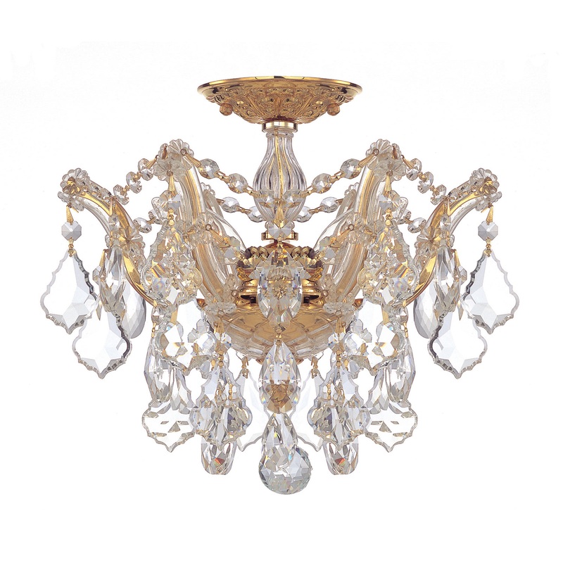 Crystorama 4430-GD-CL-S Maria Theresa Three Light Semi Flush Mount Gold