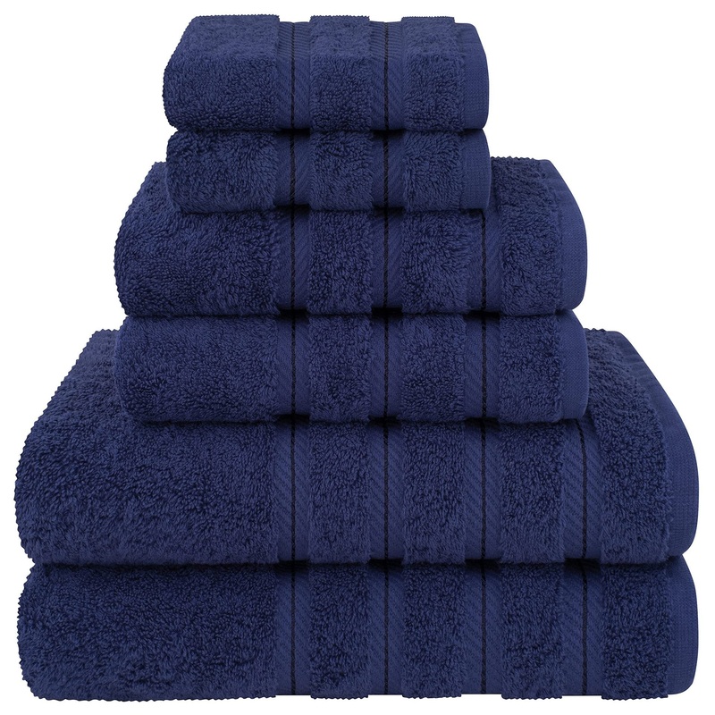Dark Blue Luxury 6-Piece Combed Cotton Towel Bale Set – Ultra Soft & Absorbent Bath, Hand, Face Towels