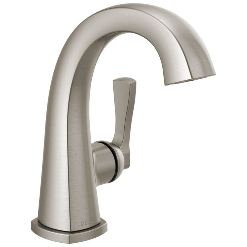 Lavatory Faucet Stryke 4 Inch Spread 1 Lever ADA WaterSense/CALGreen Lumicoat Stainless 1.2 Gallons per Minute Deck Mount Metal Pop-Up Drain 1/3 Hole