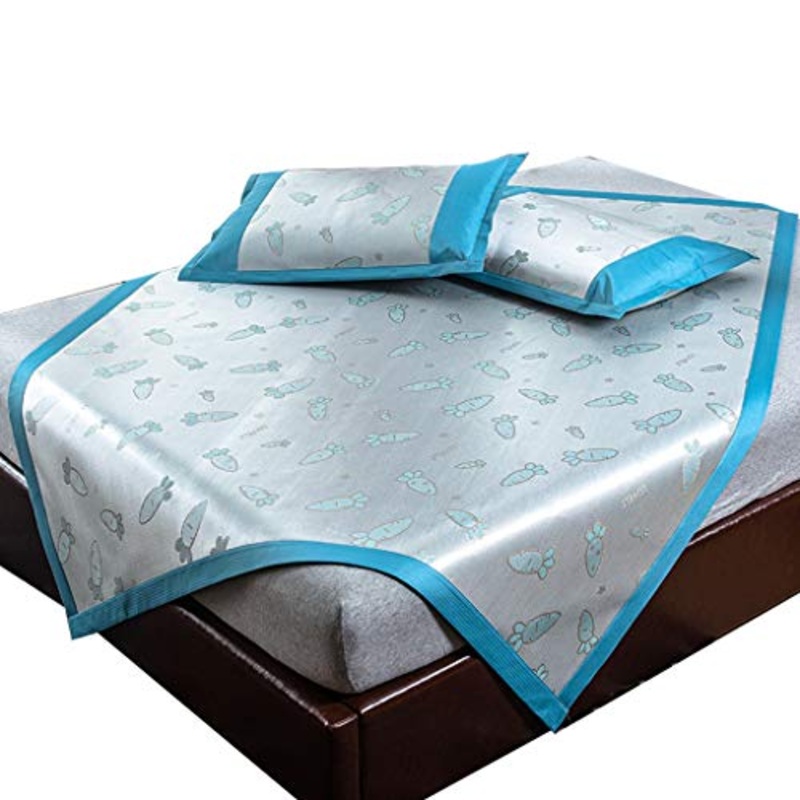Materassino in Seta di Ghiaccio, 600D Ice Silk e 3D Maglia Traspirante, Rinfrescante e Confortevole Letto Matrimoniale, Lavabile (Color : E, Size : 1.51.95m)