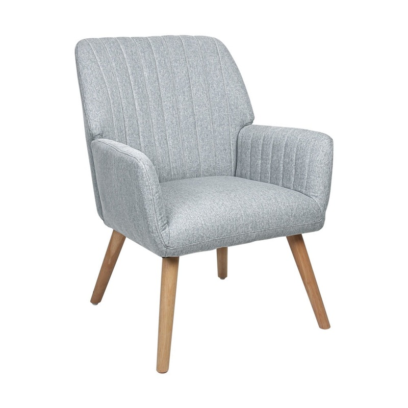 Oikiture Armchair Lounge Sofa Chair Fabric Accent Chairs Armchairs Couches Grey