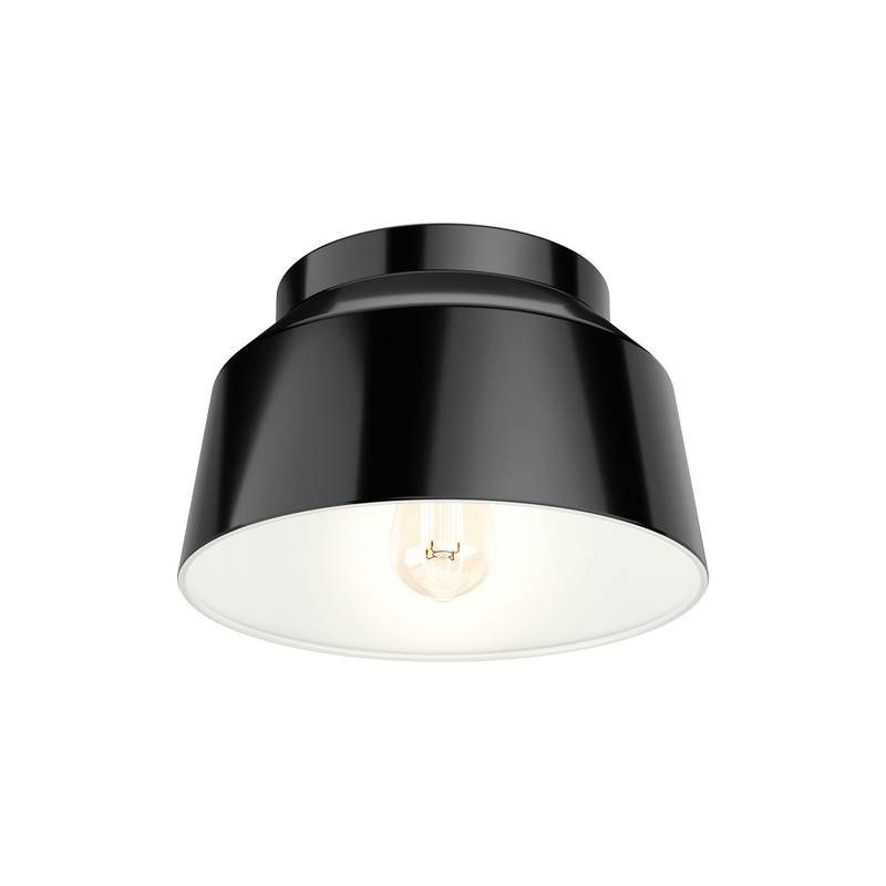 One Light Flush Mount from the Cranbrook Collection in Matte Black Finish by Hunter
