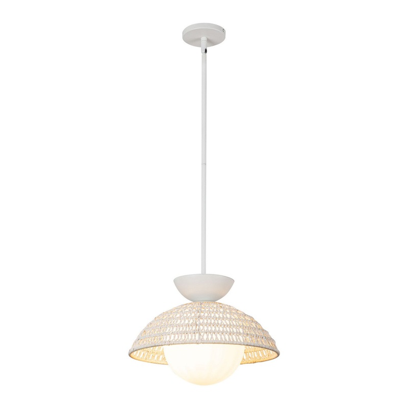 One Light Pendant from the Perth Collection in White/Opal Glass Finish by Alora