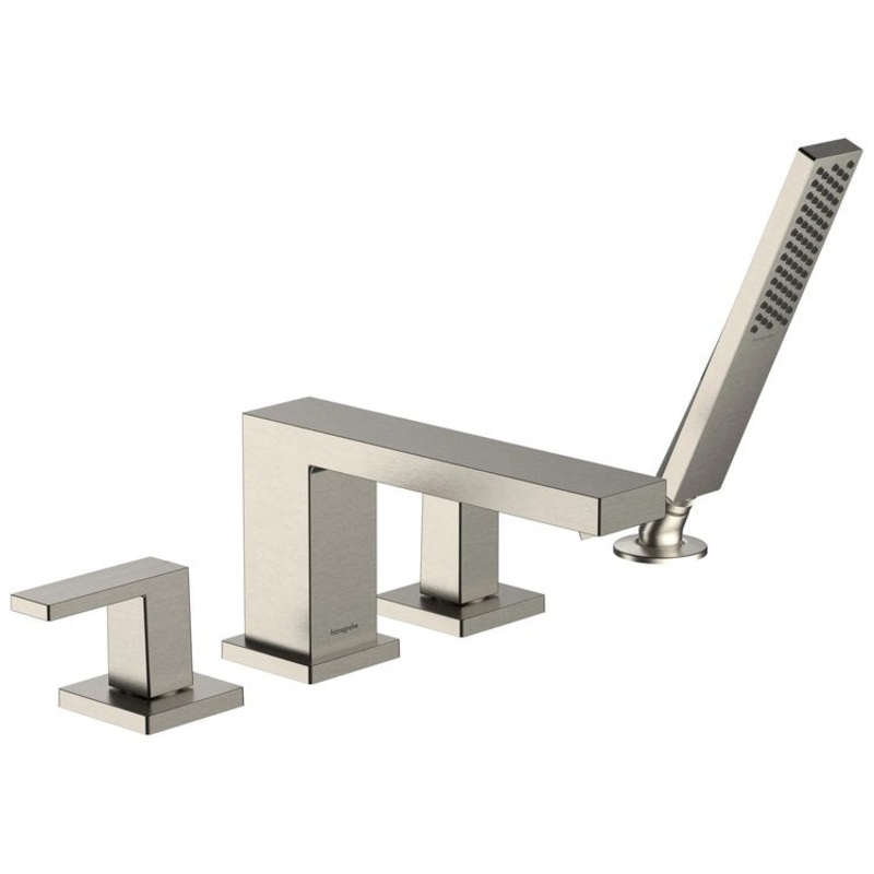 Roman Tub Filler Tecturis E with Handshower 10 Inch Spread 2 Lever WaterSense Brushed Nickel