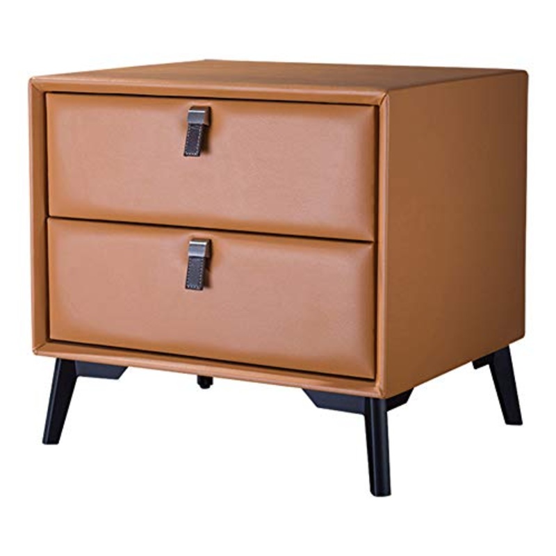 RR-YRN Cabinetto del Comodino Italiano di Fascia Alta, Cassettiera di Lusso Leggero, Armadio di Stoccaggio in Legno Massello, Struttura in Legno Massello Stabile E Superficie PU