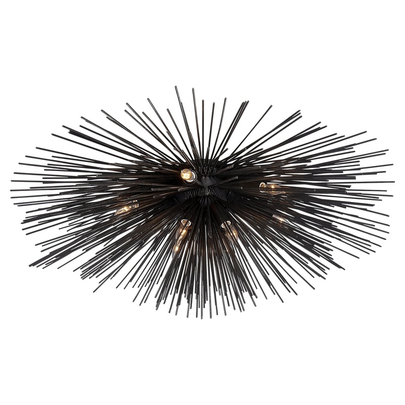 Ten Light Flush Mount from the Strada Collection in Aged Iron Finish by Visual Comfort Signature