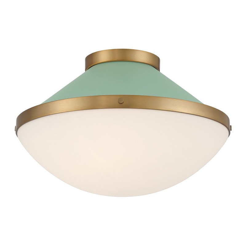 Two Light Flush Mount from the Xander Collection in Vibrant Gold/Green Finish by Crystorama