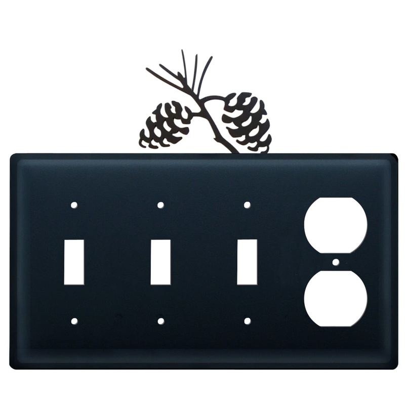 Village Wrought Iron ESSSO-89 Quad Pinecone Triple Switch & Single Outlet CUSTOM Product