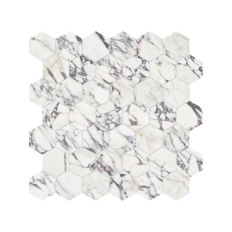 2″ Hex Viola Roccia Honed Marble Mosaic 1 Sheet = .99 Sqft Hexagon