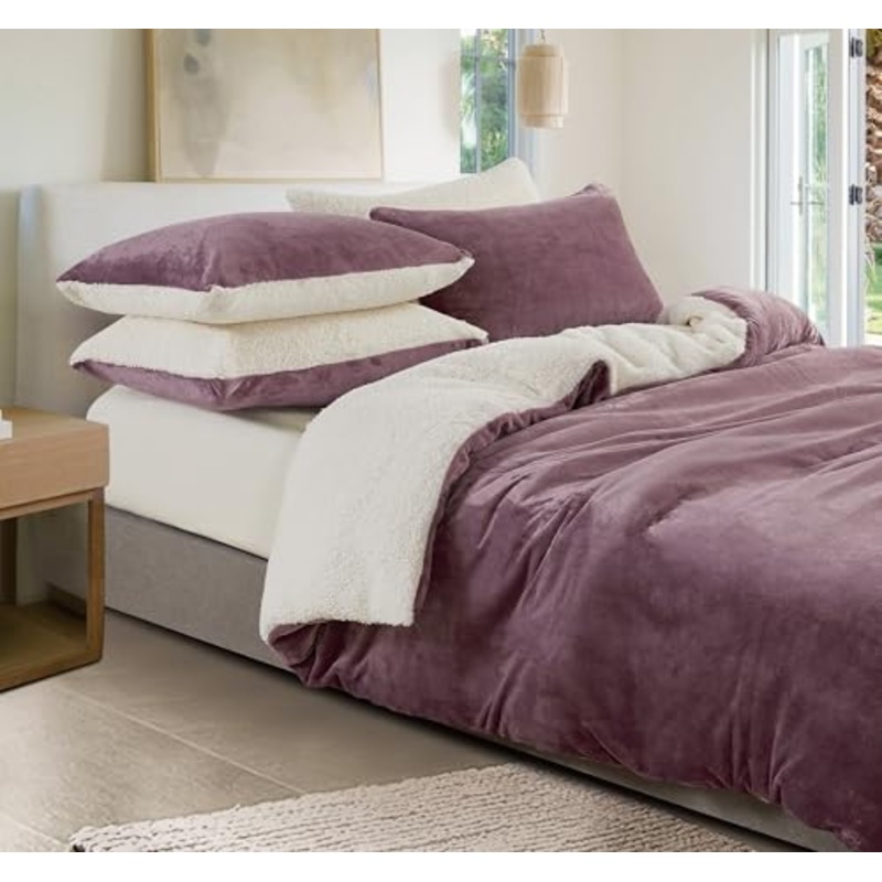 2-in-1 Teddy Sherpa Quilt Cover Set (Mve, King)