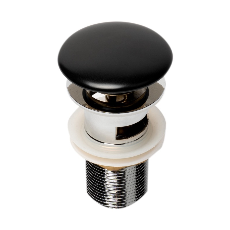 ALFI brand AB8056-BM Black Matte Ceramic Mushroom Top Pop Up Drain for Sinks with Overflow