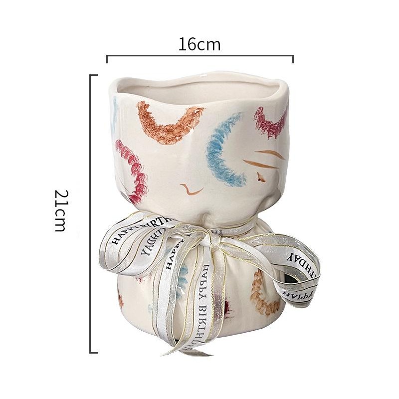 Artisan Handcrafted Ceramic Vase – Minimalist Home Decor with Stable Base(Paintings)