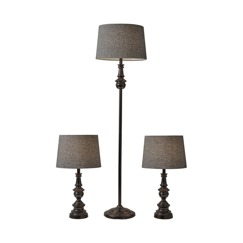 Chandler 3 Piece Floor and Table Lamp Set Dark Bronze