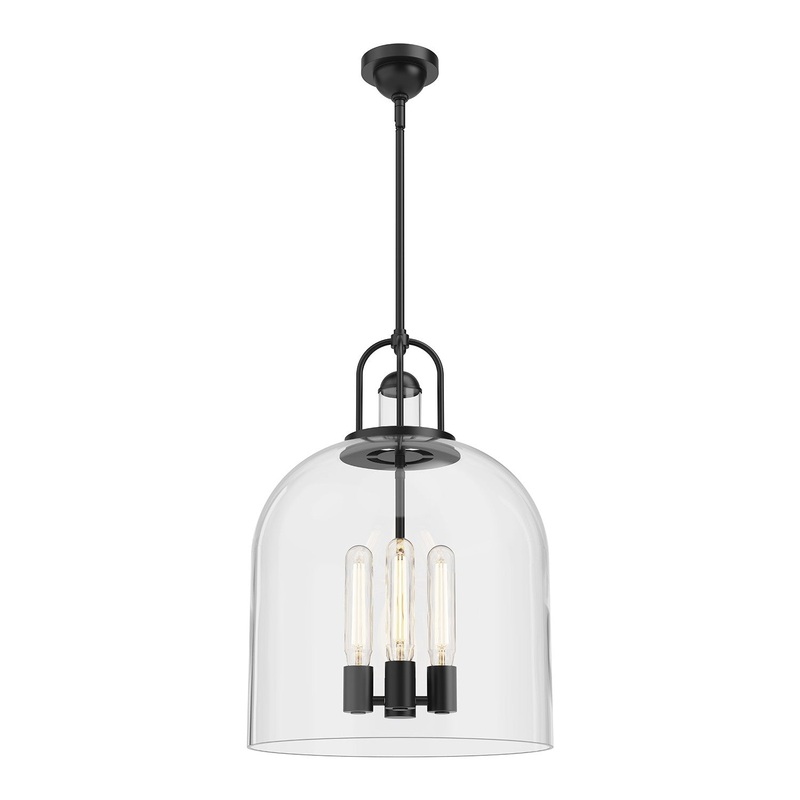 Four Light Pendant from the Lancaster Collection in Aged Gold|Chrome|Matte Black Finish by Alora