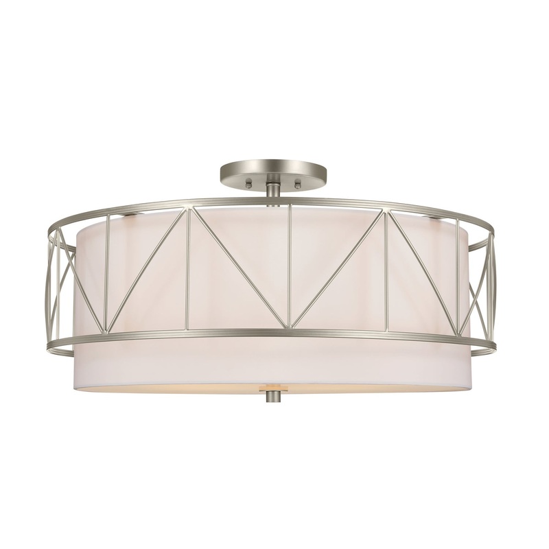 Kichler 52076SN Four Light Semi Flush Mount, Satin Nickel