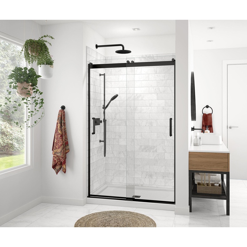 MAAX 136690-900-340-000 Revelation Round 44-47 in. x 70 -73 in. 6 mm Bypass Shower Door for Alcove Installation with Clear glass in Matte Black