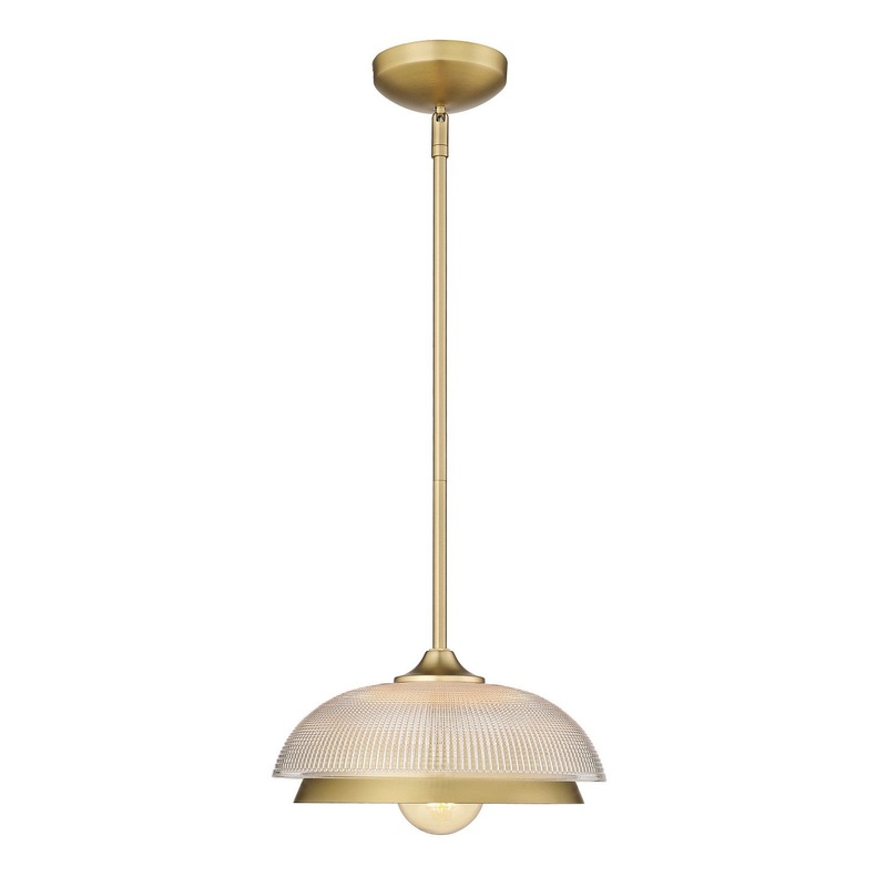 One Light Mini Pendant from the Crawford Collection in Brushed Champagne Bronze Finish by Golden