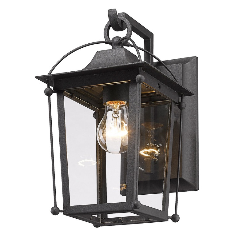 One Light Outdoor Wall Sconce from the Brigham Collection in Natural Black Finish by Golden