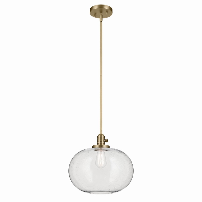 One Light Pendant from the Avery Collection in Natural Brass Finish by Kichler