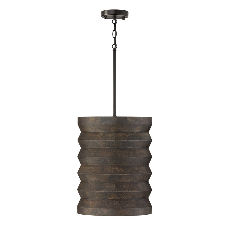 One Light Pendant from the Dunn Collection in Espresso Stain and Black Finish by Capital Lighting