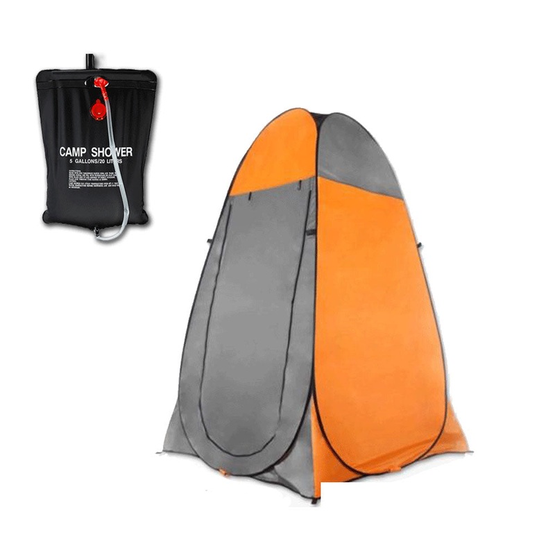 Pop Up Portable Privacy Shower room Tent &20L Outdoor Camping Water Bag Camp Set – orange
