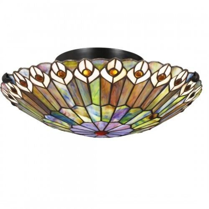 Quoizel TF1716VB Watkins Flush mount tiffany 2 light vintage bron Flush Mount