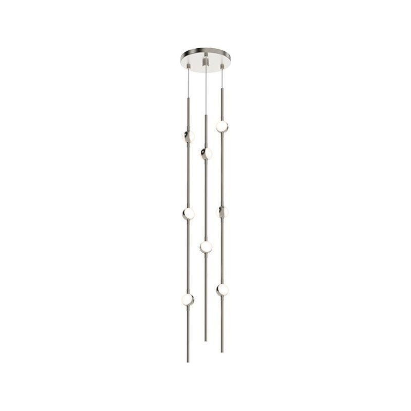 Constellation Andromeda Short 6″ Round LED Pendant Satin Nickel with White Optical Acrylic 2700K 20′ Adjustable Cord