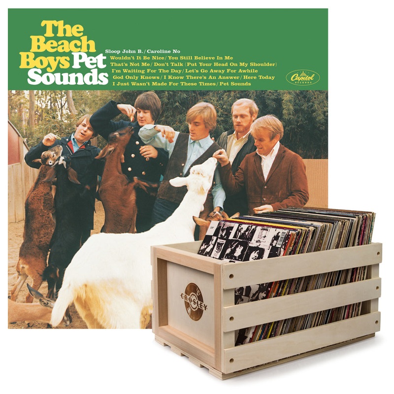 Crosley Record Storage Crate & The Beach Boys Pet Sounds – Vinyl Album Bundle