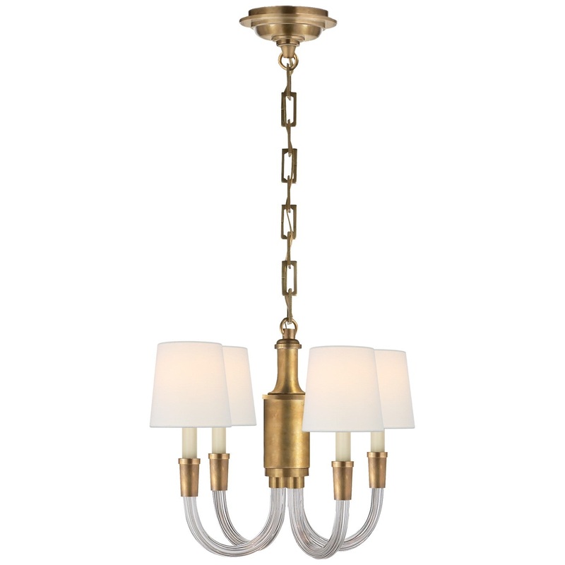 Four Light Chandelier from the Vivian Collection in Crystal With Brass Finish by Visual Comfort Signature