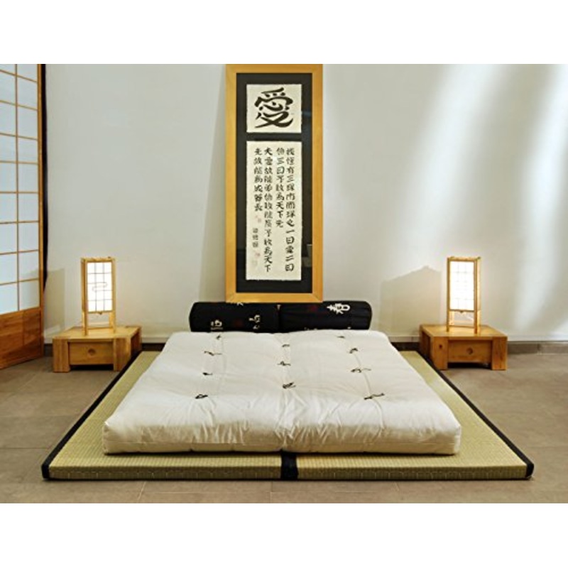 Futon On Line Combinazione 2 tatamis (90x200x5,5cm) futon Cotone 2 Strati Latex (180x200x14cm)