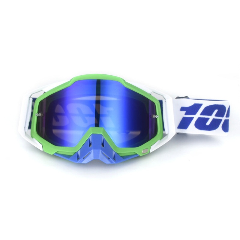 Green and blue Motorcycle Goggles – UV-Protective Anti-Dust Riding Glasses for Outdoor Sports(blue lenses)