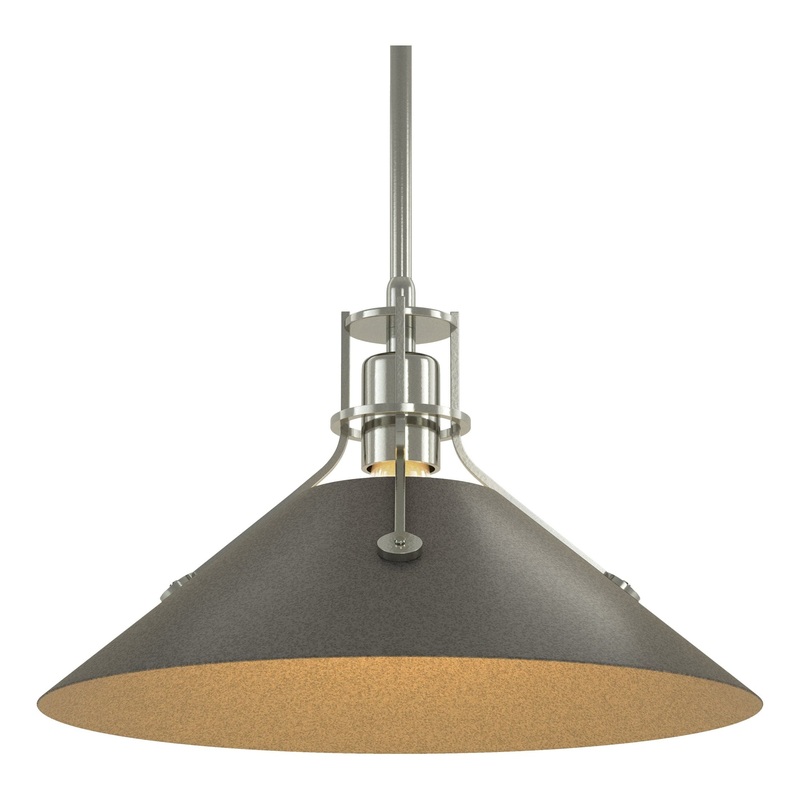 Henry Medium Steel Shade Pendant Sterling Natural Iron