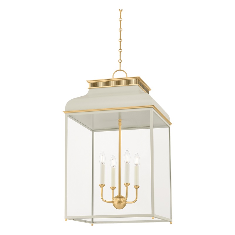 Houghton 4-Light Lantern Aged Brass/Off-White