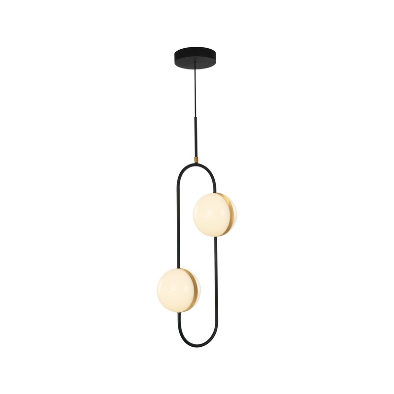 LED Pendant from the Tagliato Collection in Matte Black/Brushed Gold Finish by Alora